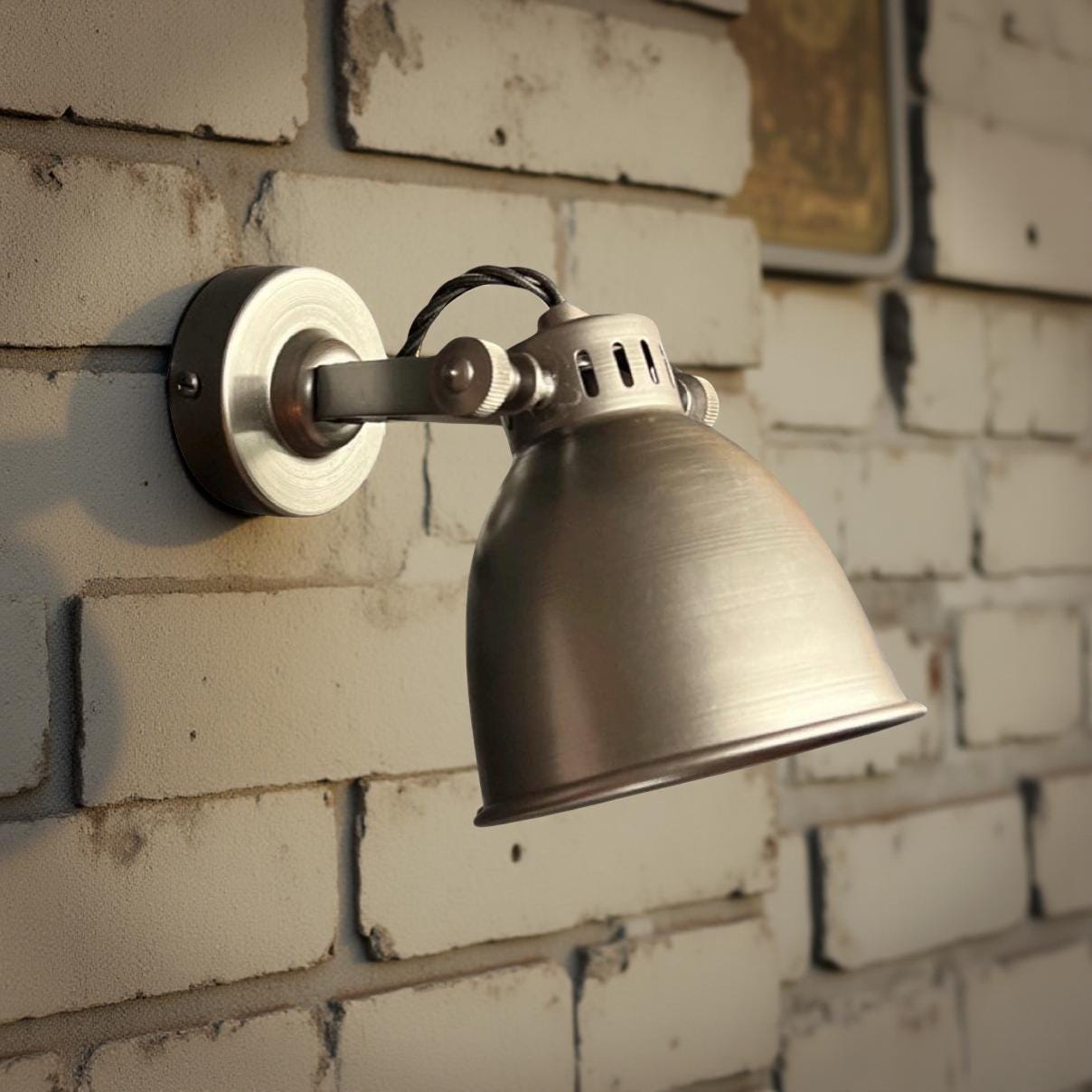 Colby ~ Solid Pewter Grey Steel Short Adjustable Arm Industrial Wall Light | Spot light | Bedroom Reading Table | Kitchen Table | Vintage