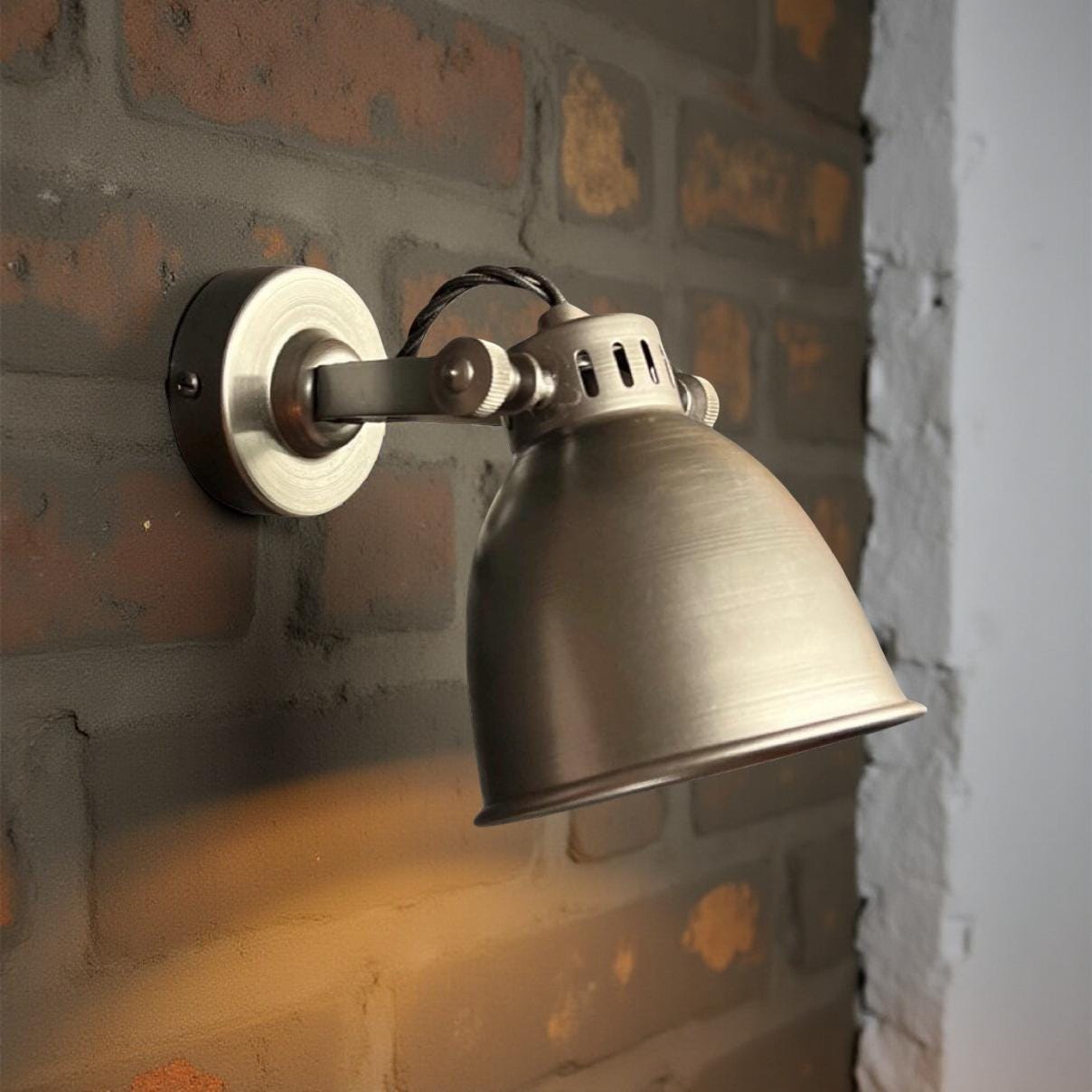 Colby ~ Solid Pewter Grey Steel Short Adjustable Arm Industrial Wall Light | Spot light | Bedroom Reading Table | Kitchen Table | Vintage