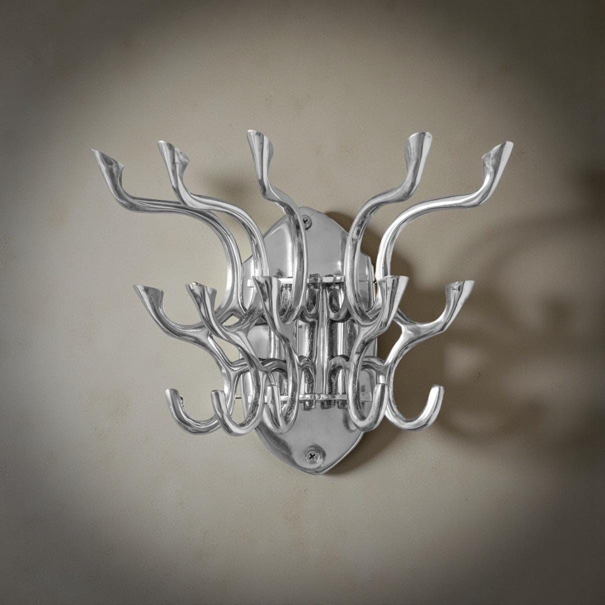 Metal Swivel Coat Rack | Polished Chrome | Rustic | Handmade | Vintage Style | Art Deco