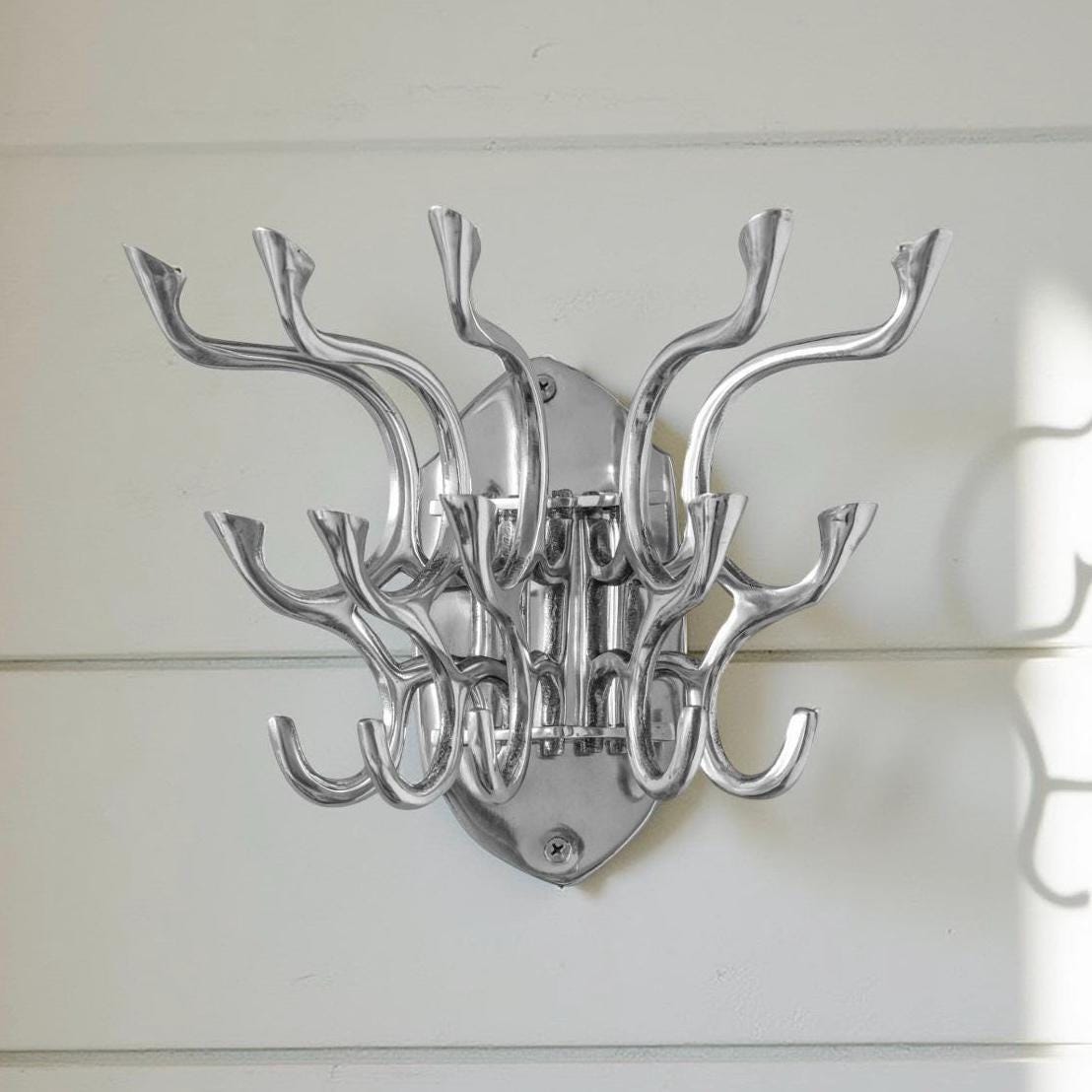 Metal Swivel Coat Rack | Polished Chrome | Rustic | Handmade | Vintage Style | Art Deco