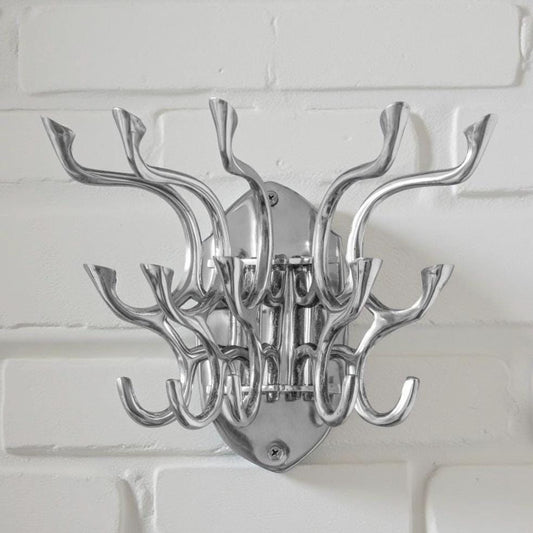 Metal Swivel Coat Rack | Polished Chrome | Rustic | Handmade | Vintage Style | Art Deco