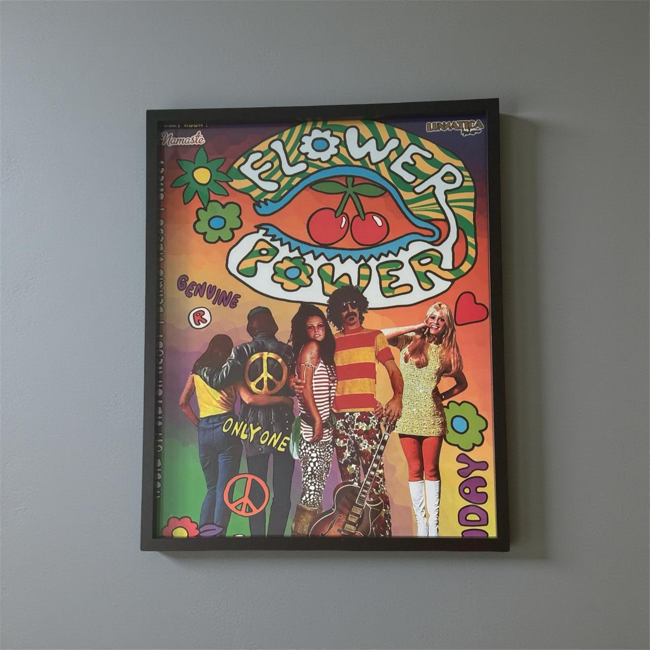 Flower Power ~ Genuine Pacha Ibiza Framed Dj Artwork | Luxury Black Frame