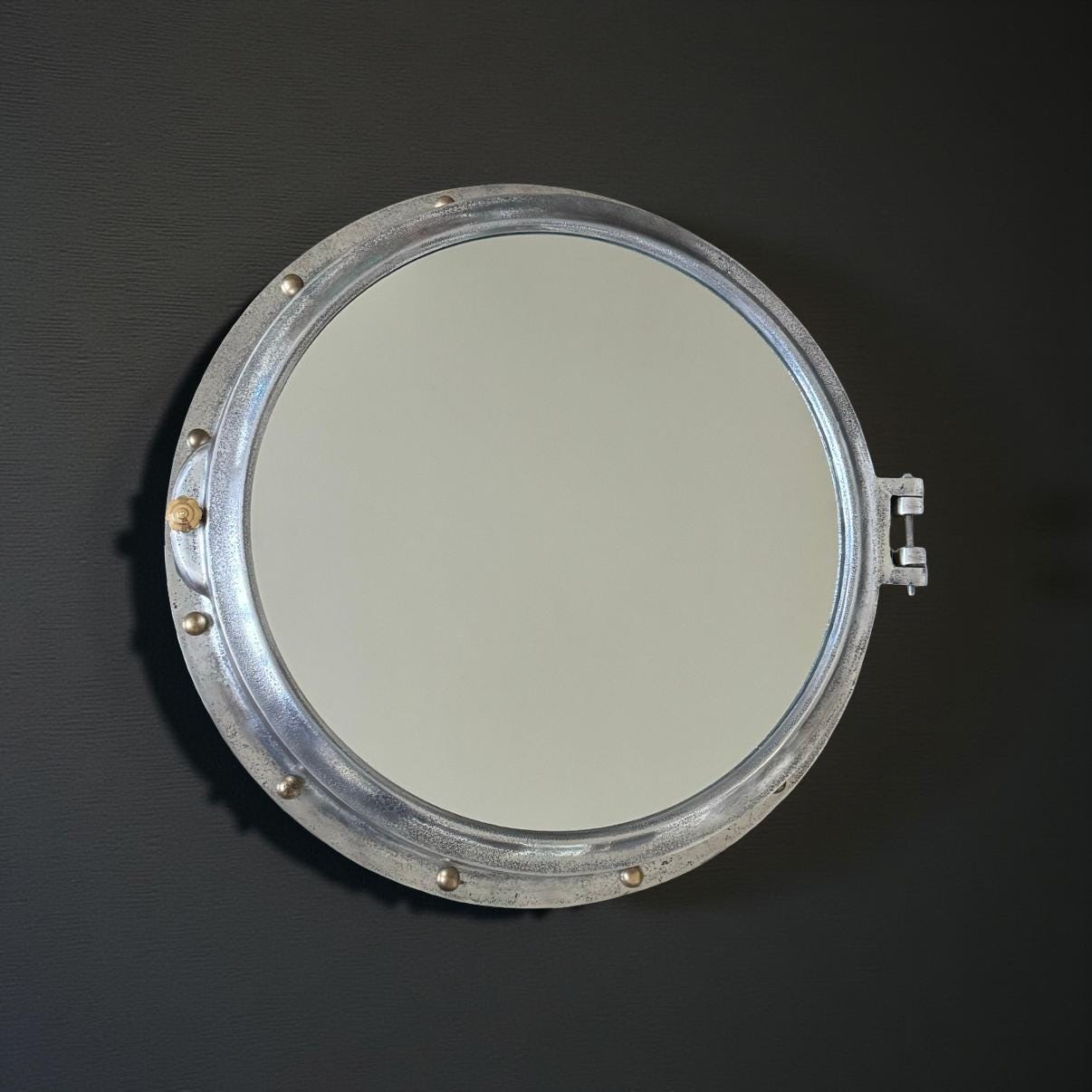 Oversized XL Porthole Mirror Solid Cast Nautical Industrial US Navy Deck Yacht Master by Maxlume ~ 65cm