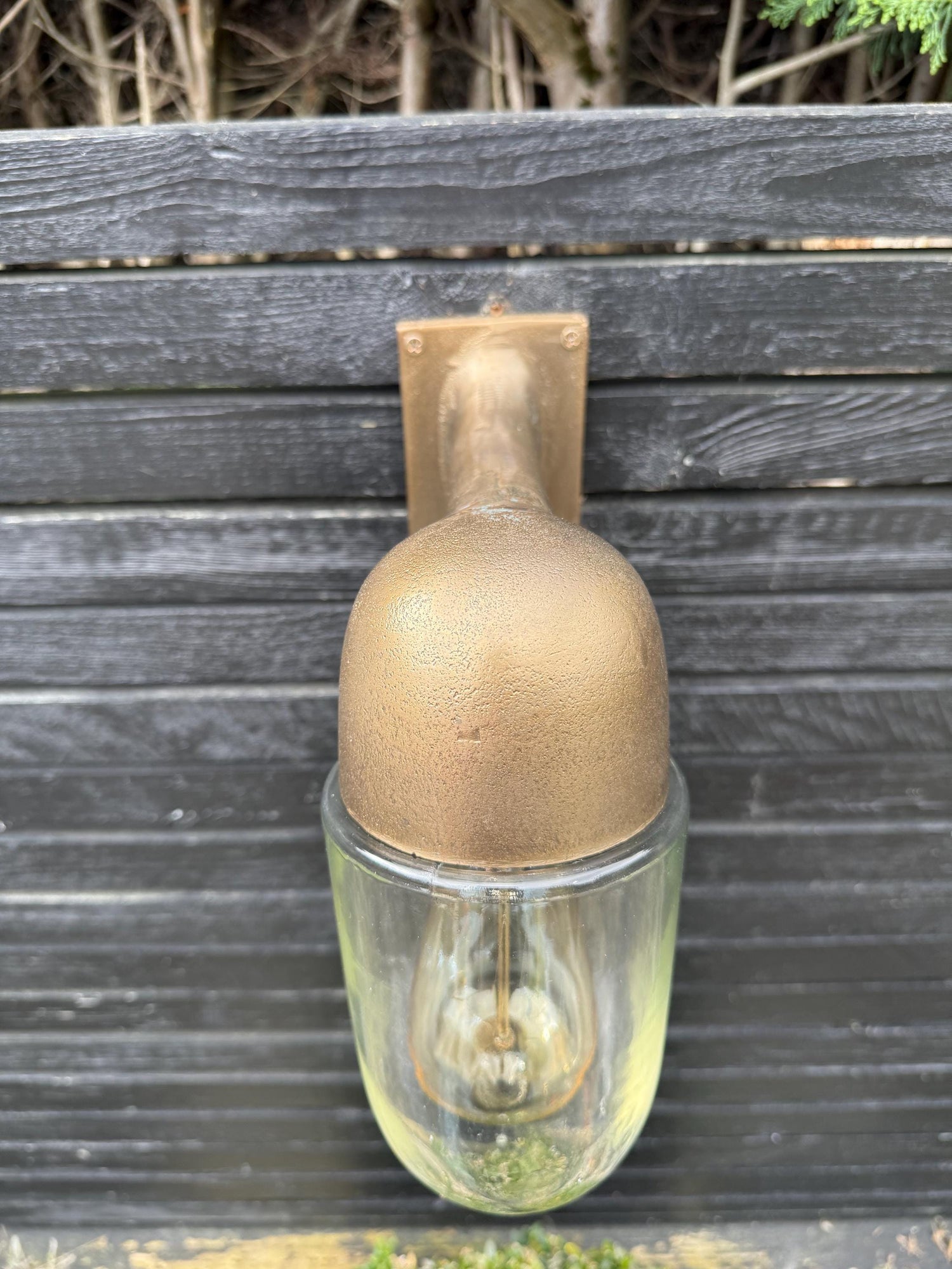 Langham ~ Raw Antique Brass Bulkhead Outdoor & Bathroom Sconce Wall Light | Cast Aluminium | Inch