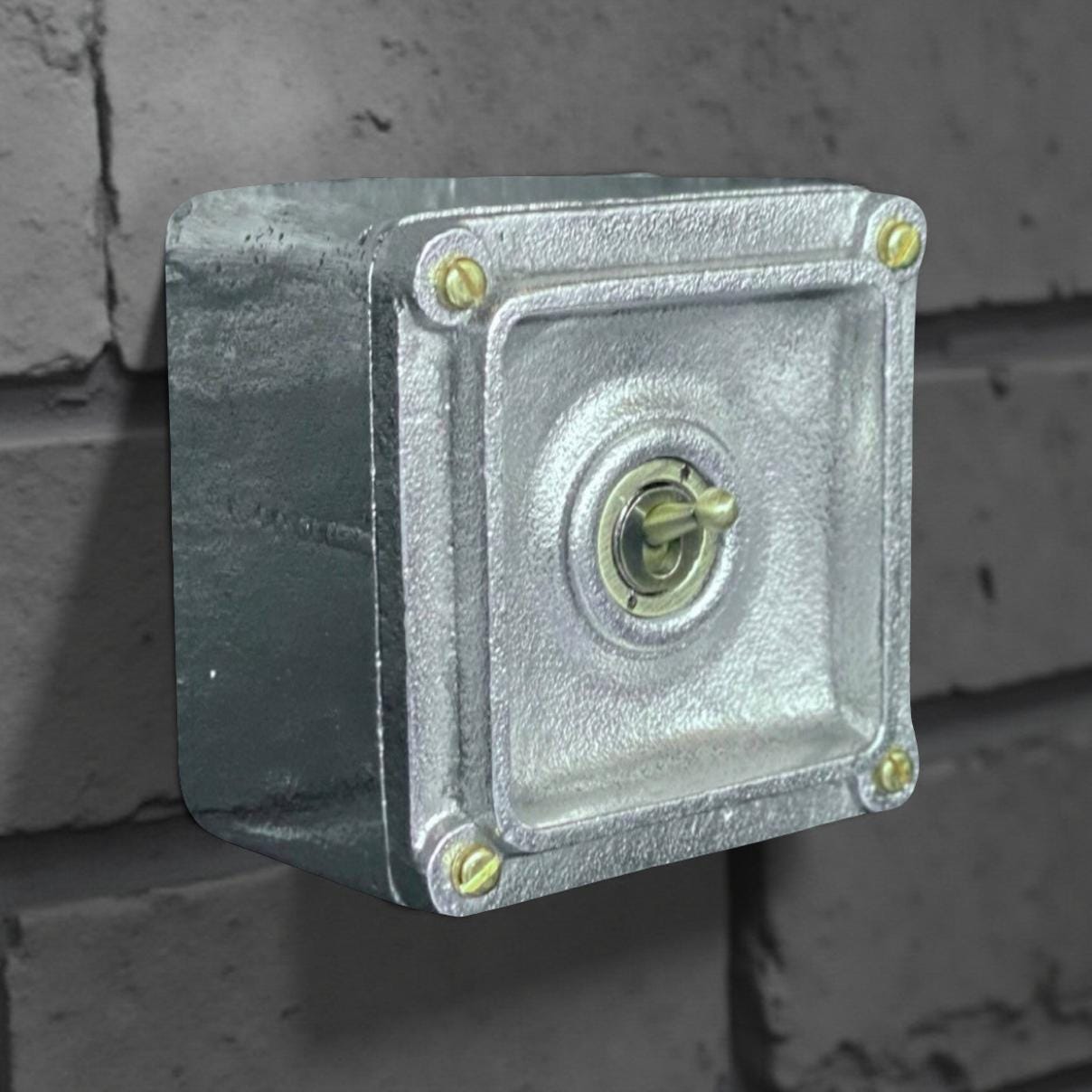 XL Single Gang Solid Cast Metal Conduit Light Switch Industrial 2 Way - BS EN Approved Vintage Crabtree 1950’s Style