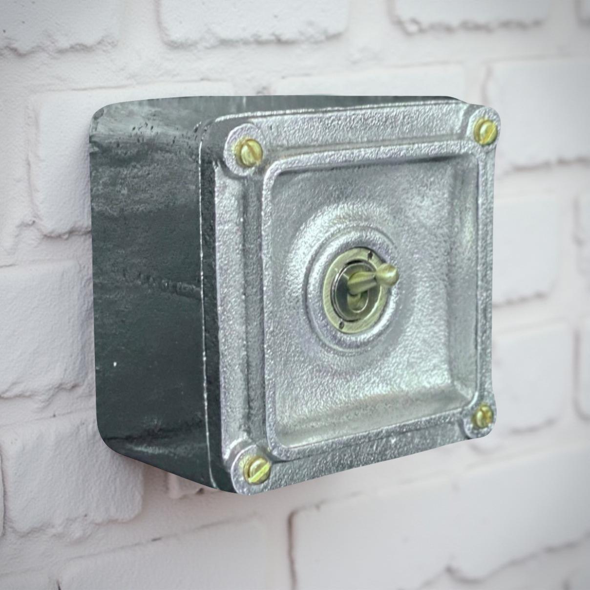 XL Single Gang Solid Cast Metal Conduit Light Switch Industrial 2 Way - BS EN Approved Vintage Crabtree 1950’s Style