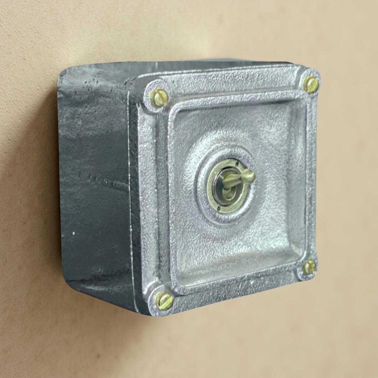 XL Single Gang Solid Cast Metal Conduit Light Switch Industrial 2 Way - BS EN Approved Vintage Crabtree 1950’s Style