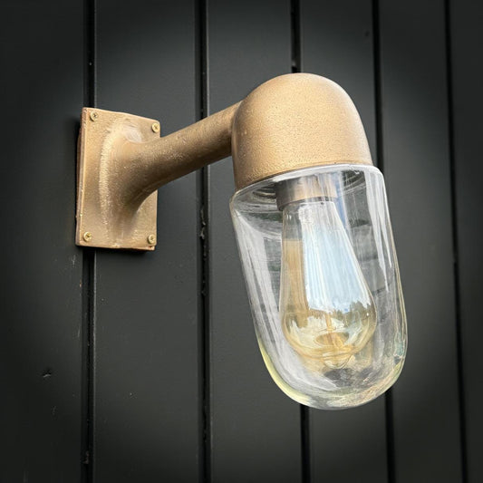 Langham ~ Raw Antique Brass Bulkhead Outdoor & Bathroom Sconce Wall Light | Cast Aluminium | Inch