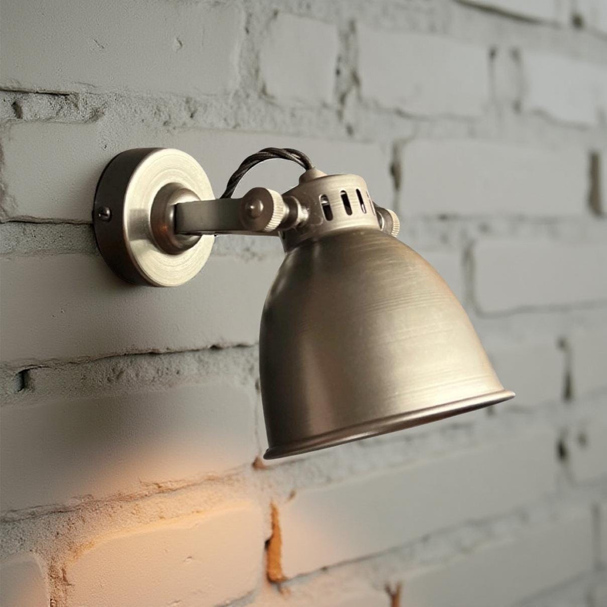 Colby ~ Solid Pewter Grey Steel Short Adjustable Arm Industrial Wall Light | Spot light | Bedroom Reading Table | Kitchen Table | Vintage