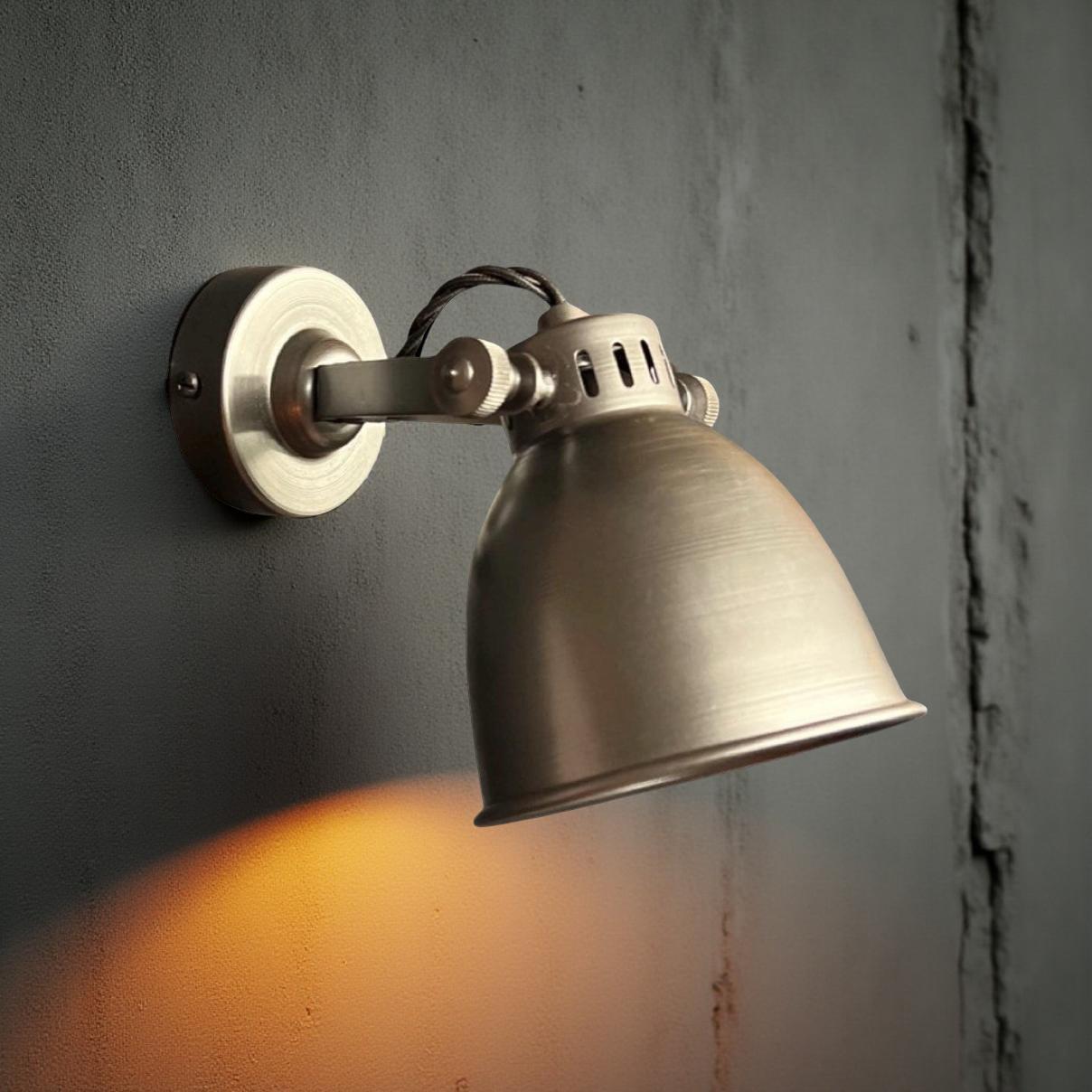 Colby ~ Solid Pewter Grey Steel Short Adjustable Arm Industrial Wall Light | Spot light | Bedroom Reading Table | Kitchen Table | Vintage