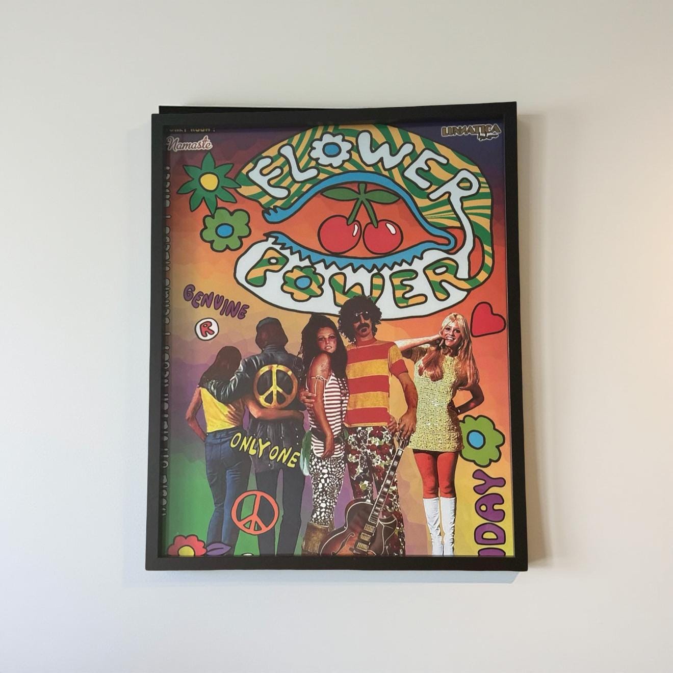 Flower Power ~ Genuine Pacha Ibiza Framed Dj Artwork | Luxury Black Frame