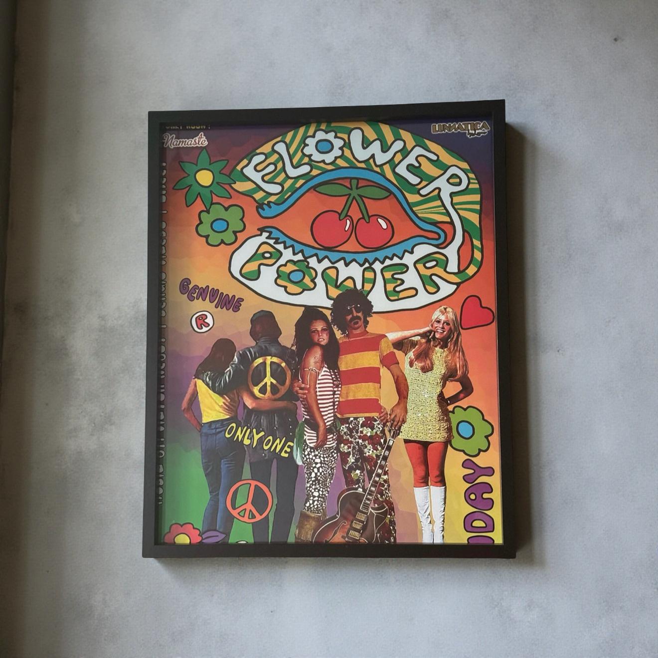 Flower Power ~ Genuine Pacha Ibiza Framed Dj Artwork | Luxury Black Frame