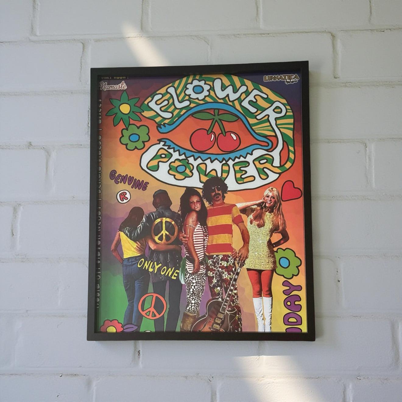 Flower Power ~ Genuine Pacha Ibiza Framed Dj Artwork | Luxury Black Frame