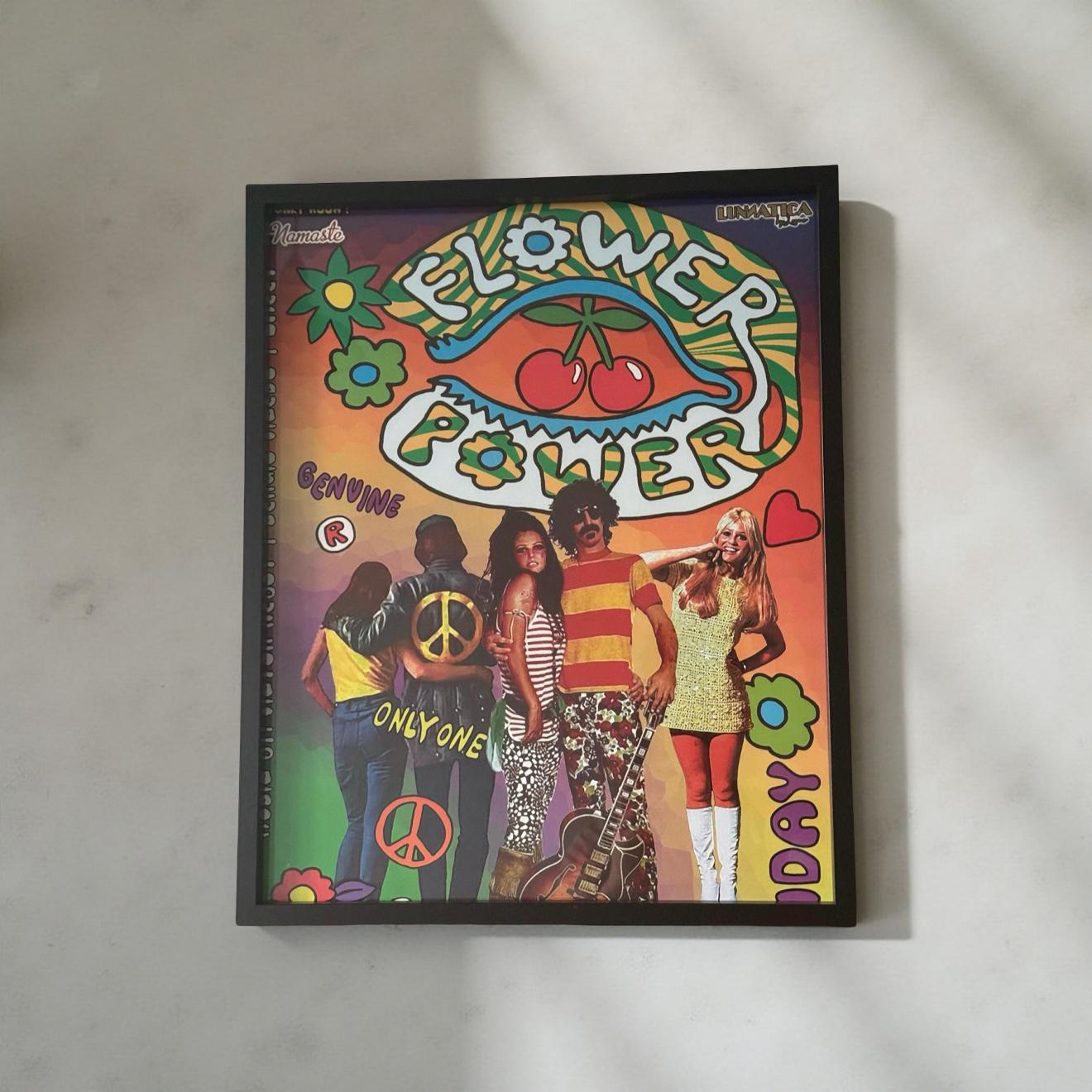 Flower Power ~ Genuine Pacha Ibiza Framed Dj Artwork | Luxury Black Frame