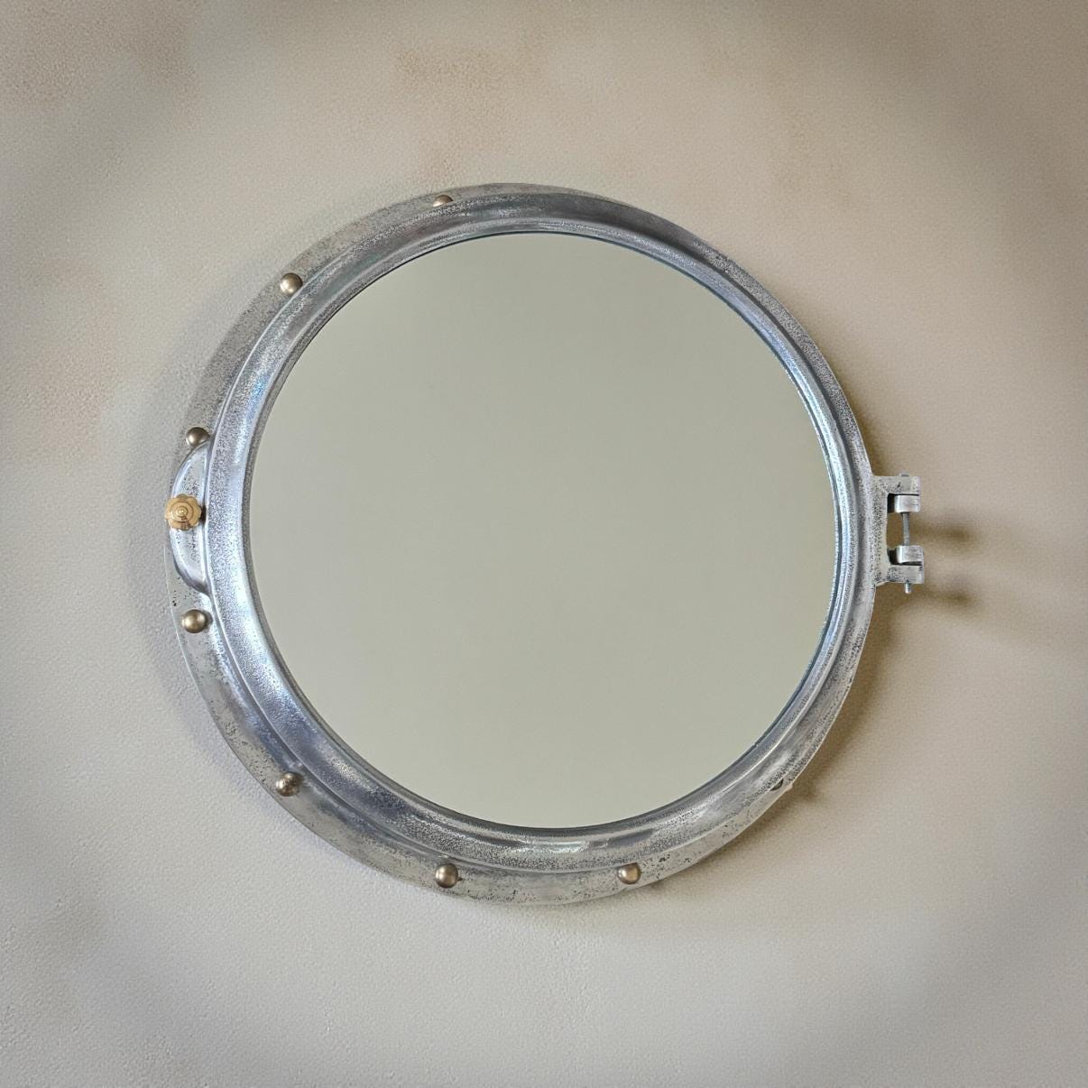 Oversized XL Porthole Mirror Solid Cast Nautical Industrial US Navy Deck Yacht Master by Maxlume ~ 65cm