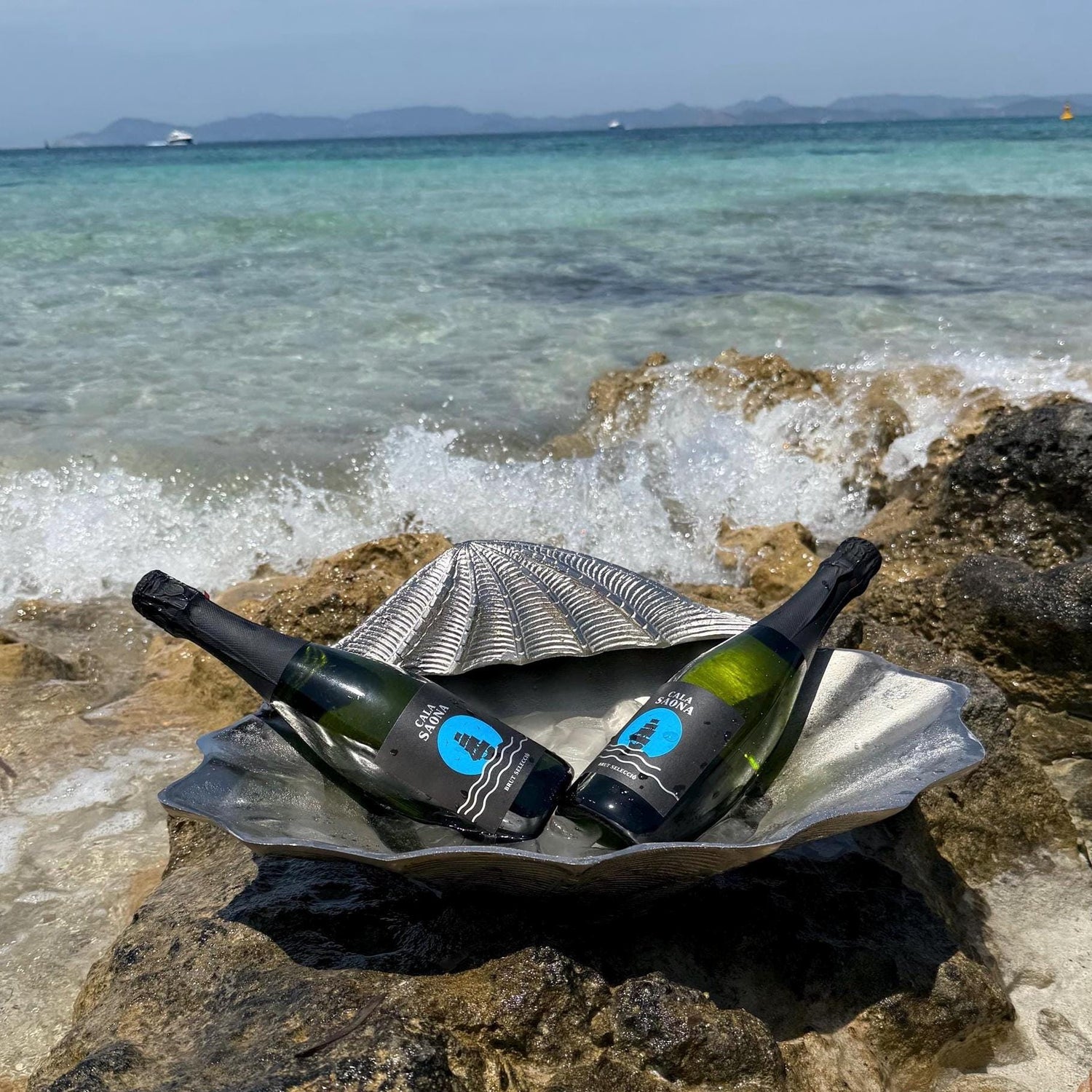 Clam Shell XXL ~ Solid Champagne Ice Bucket ~ Wine Cooler ~ Fruit Bowl