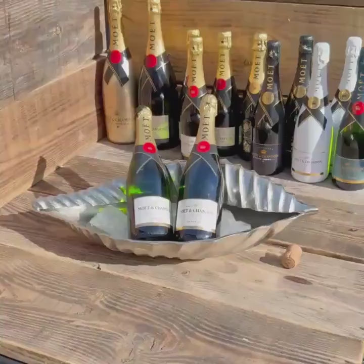 Clam Shell Solid Cast Champagne Ice Bucket - Wine Cooler - Fruit Bowl