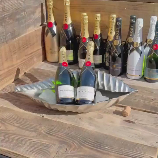 Clam Shell Solid Cast Champagne Ice Bucket - Wine Cooler - Fruit Bowl