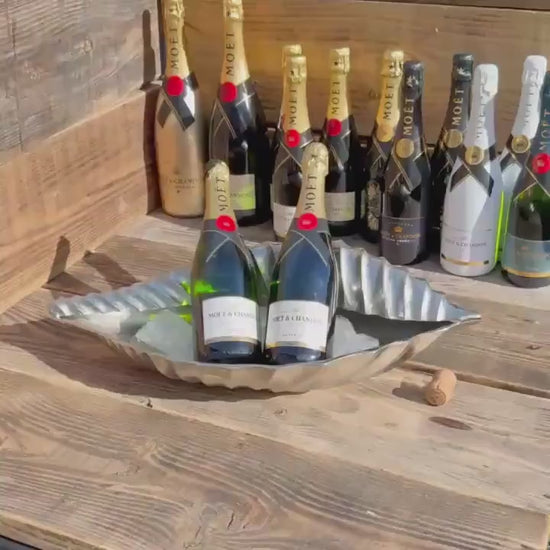 Clam Shell Solid Cast Champagne Ice Bucket - Wine Cooler - Fruit Bowl