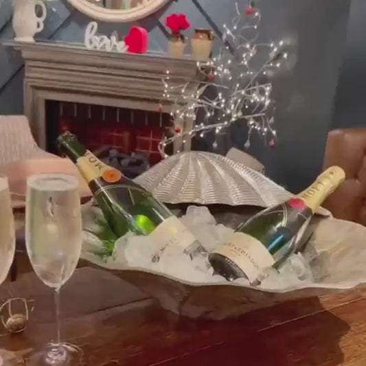 Clam Shell XXL ~ Solid Champagne Ice Bucket ~ Wine Cooler ~ Fruit Bowl