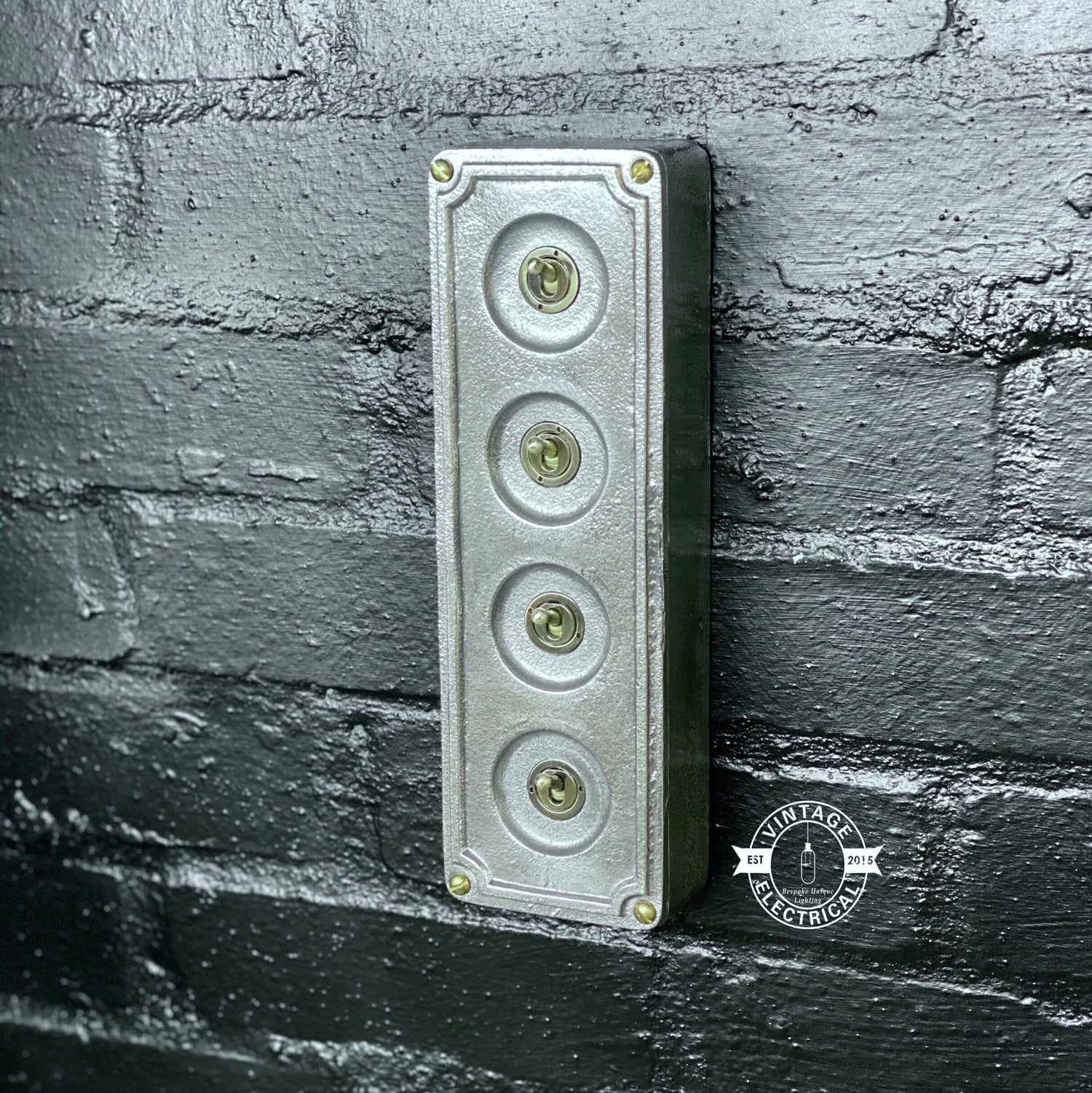 4 Gang 2 Way Solid Cast Metal Light Switch Industrial - BS EN Approved Vintage Britmac 1950’s Style