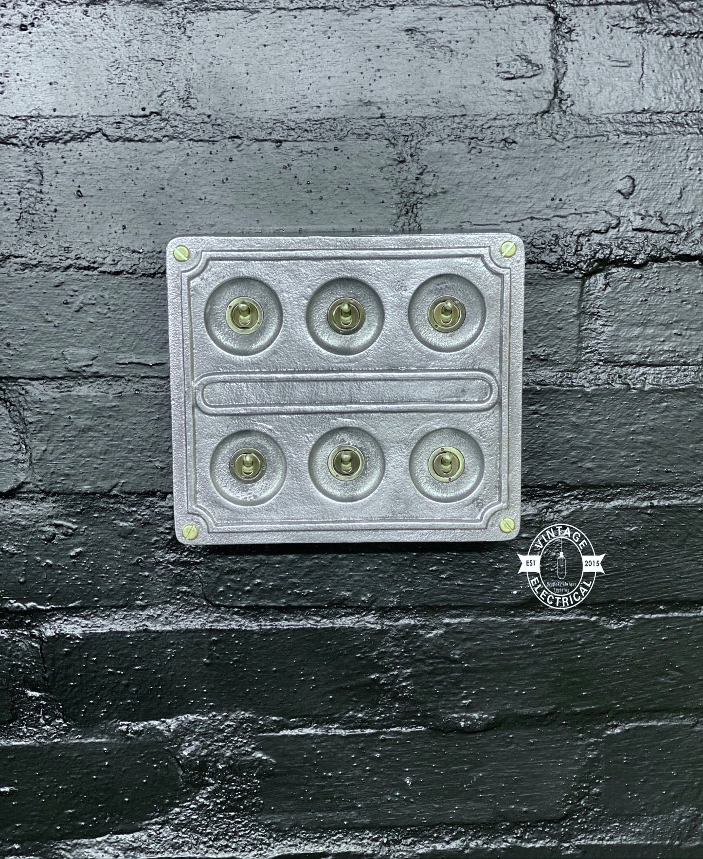 6 Gang 2 Way Solid Cast Metal Light Switch Industrial - BS EN Approved Vintage Britmac 1950’s Style