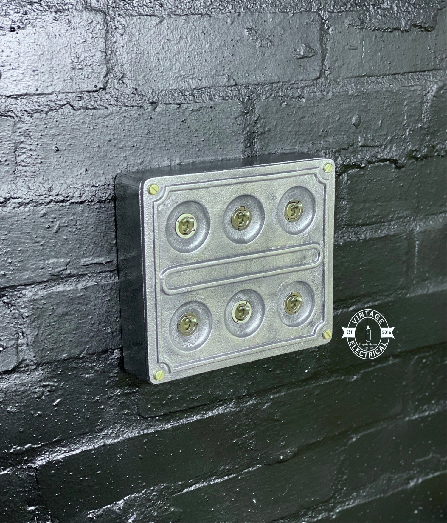 6 Gang 2 Way Solid Cast Metal Light Switch Industrial - BS EN Approved Vintage Britmac 1950’s Style