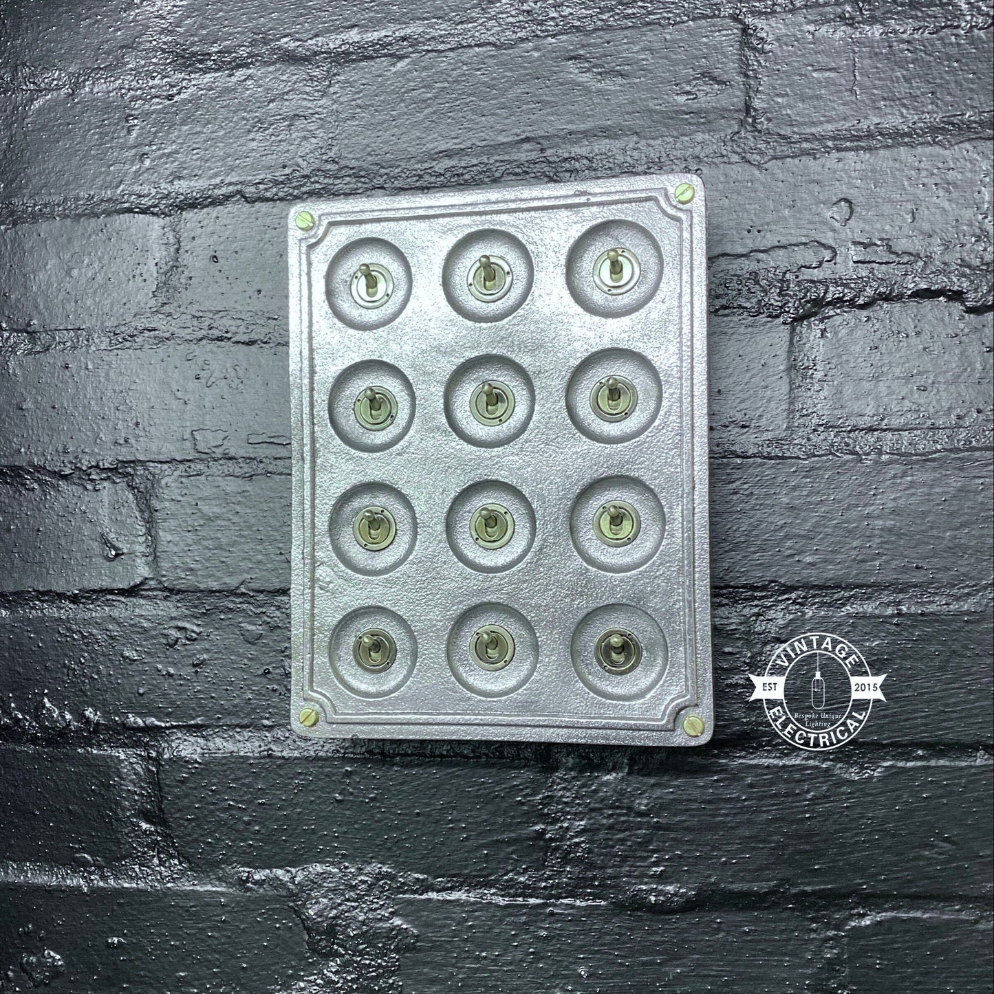 12 Gang 2 Way Solid Cast Metal Surface Mounting Conduit Light Switch Industrial - BS EN Approved Vintage Crabtree 1950’s Style