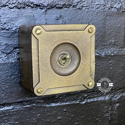 XL Single Gang Bronze Solid Cast Metal Light Switch Industrial 2 Way - BS EN Approved Vintage Crabtree 1950’s Style