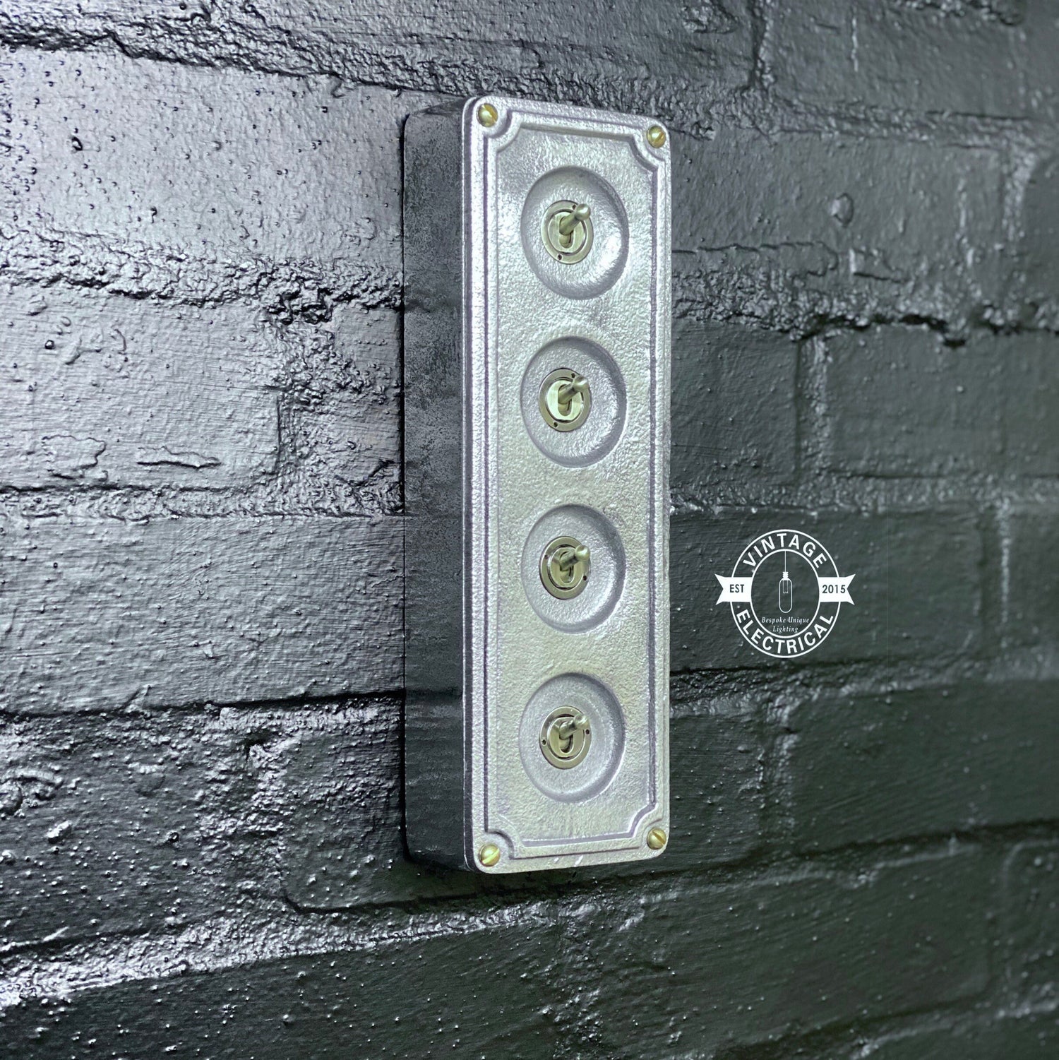 4 Gang 2 Way Solid Cast Metal Light Switch Industrial - BS EN Approved Vintage Britmac 1950’s Style