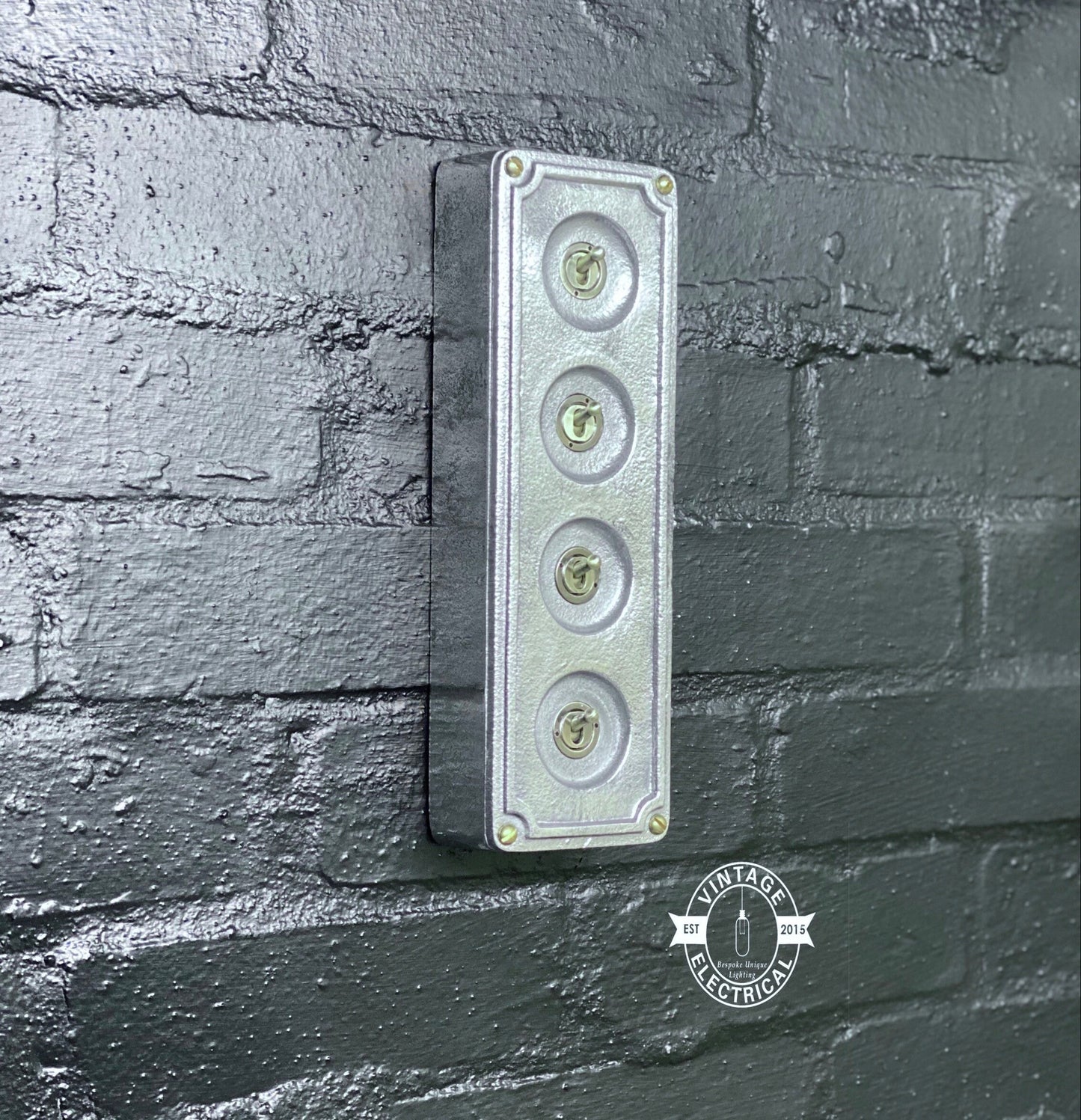 4 Gang 2 Way Solid Cast Metal Light Switch Industrial - BS EN Approved Vintage Britmac 1950’s Style