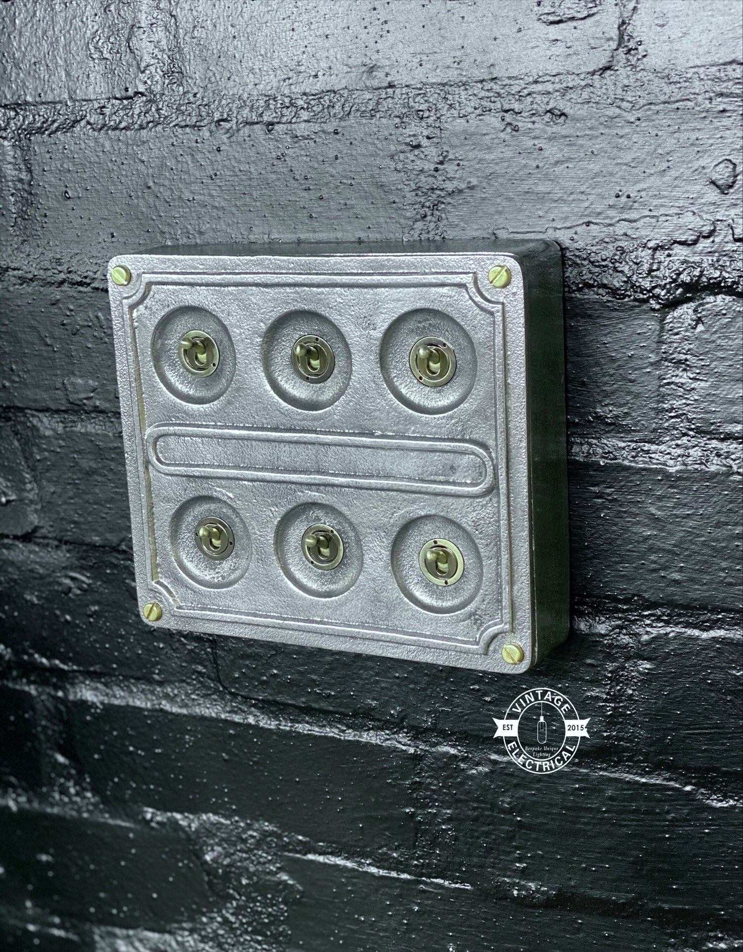 6 Gang 2 Way Solid Cast Metal Light Switch Industrial - BS EN Approved Vintage Britmac 1950’s Style