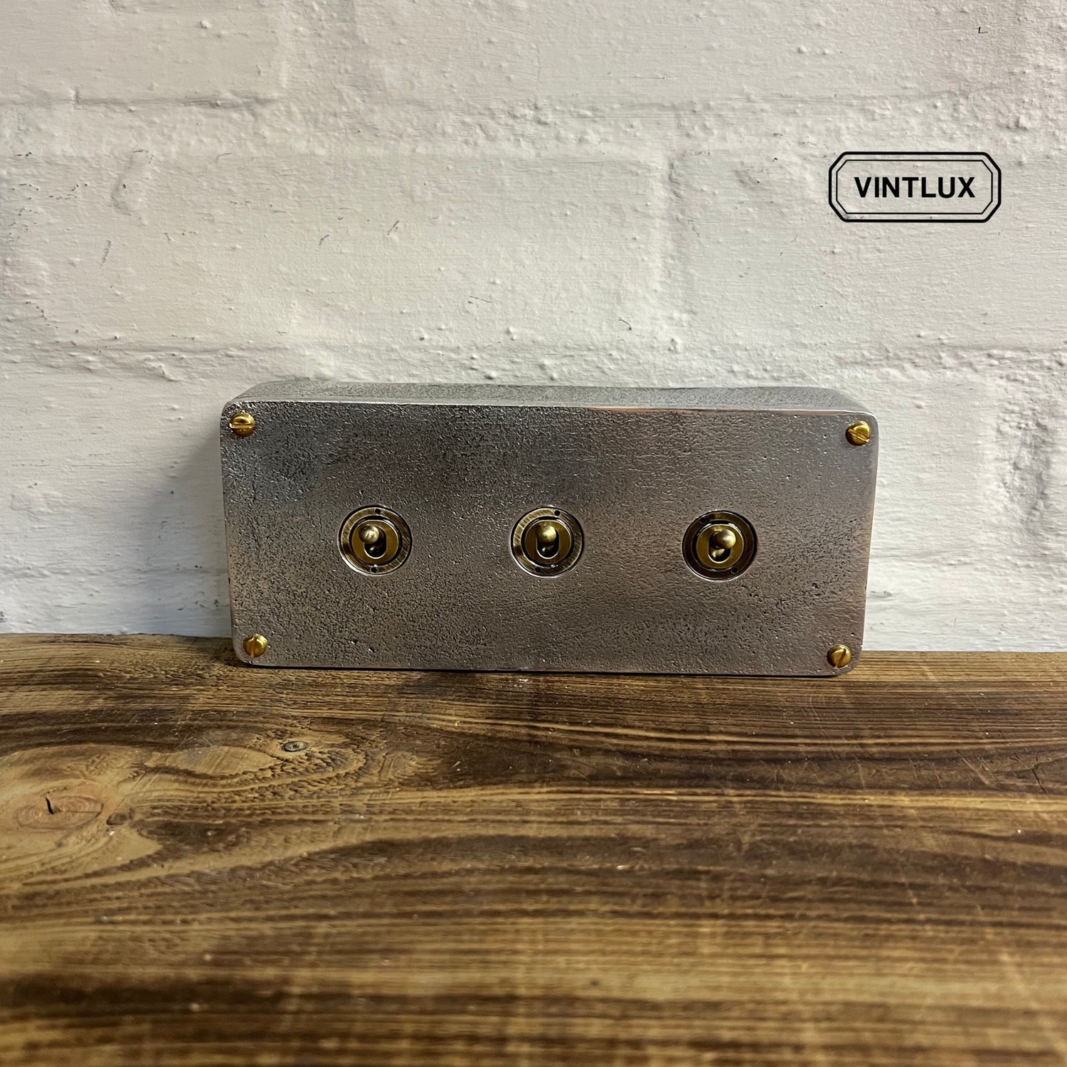 3 Gang 2 Way Solid Cast Metal Light Switch Industrial - BS EN Approved Vintage Walsall 1950’s Style