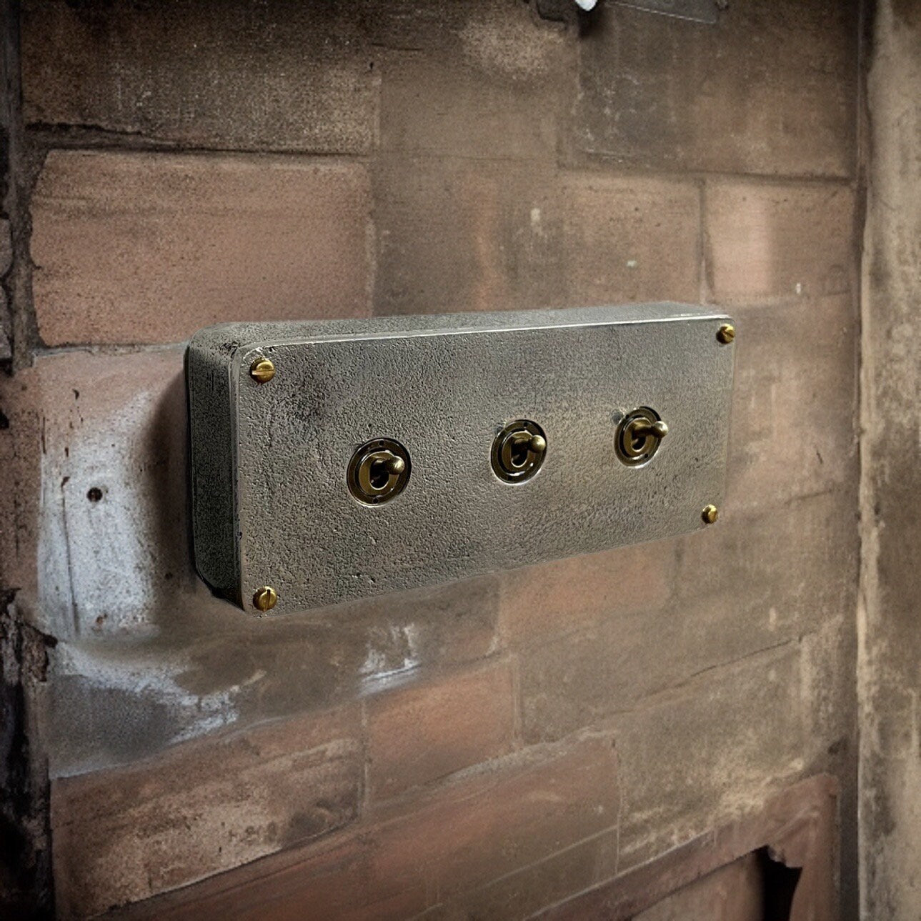 3 Gang 2 Way Solid Cast Metal Light Switch Industrial - BS EN Approved Vintage Walsall 1950’s Style