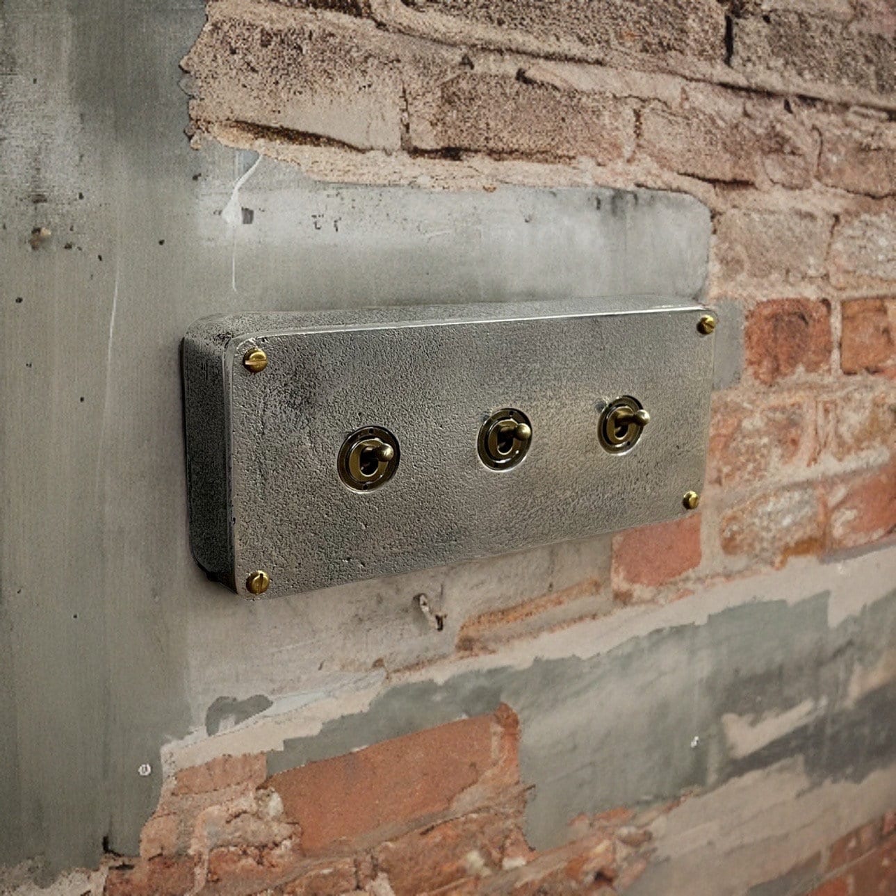 3 Gang 2 Way Solid Cast Metal Light Switch Industrial - BS EN Approved Vintage Walsall 1950’s Style